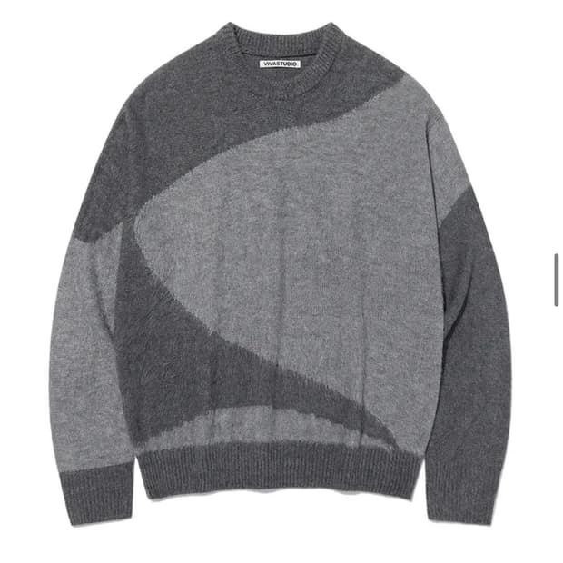 비바스튜디오 BLOCK ROUND KNIT [GRAY] L사이즈