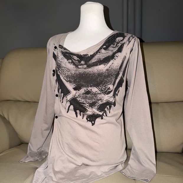 Side snap design printing cardigan