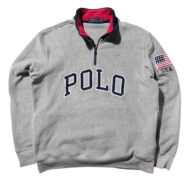 폴로 랄프로렌 아치로고 성조기 하프집업 후리스