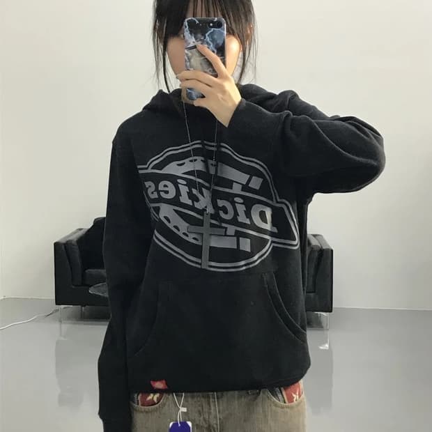 디키즈 프린팅 블랙 후드