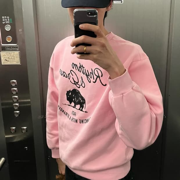 (L) 컬렉트피시스 핑크 프린팅 맨투맨 collectpieces