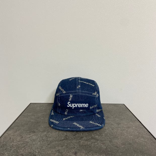 슈프림 캠프캡 모자 자카드 글리터 로고 레드 박스로고