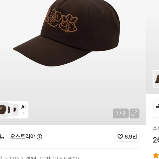 오스트리야 26SS 보타닉 볼캡 모자 umber
