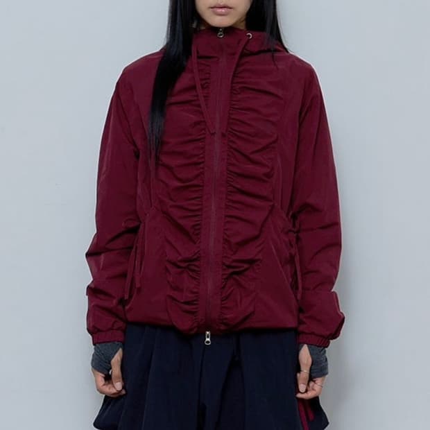 RIBBON SHIRRING WINDBREAKER