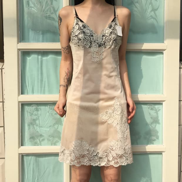 Lace point slip onepiece