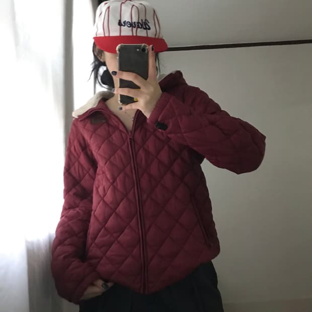 노페 레드 후드패딩