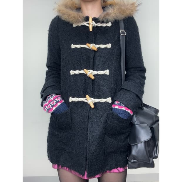 빈티지 후드 더플 코트