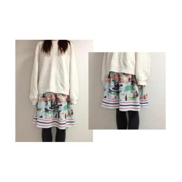 스나오 쿠와하라 빈티지 프린팅 스커트