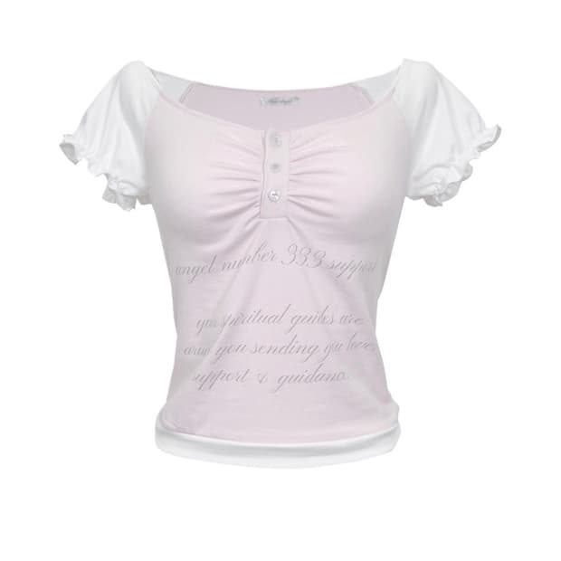 블루엔젤 333 레터링 반팔 티