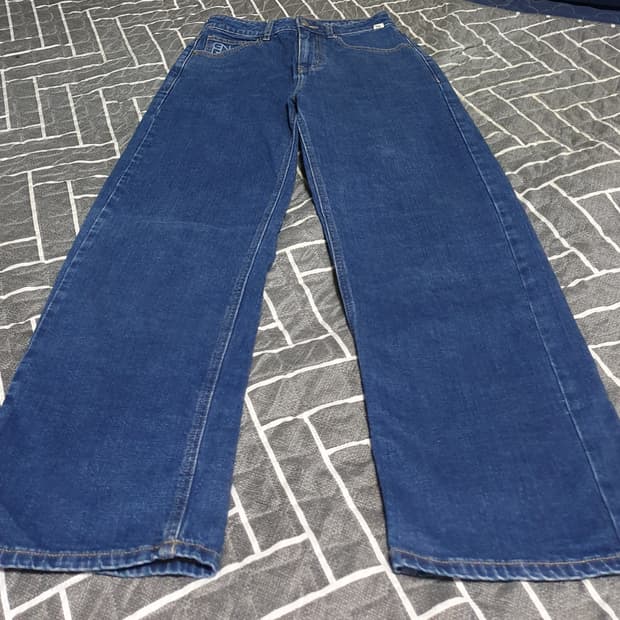 제너럴아이디어 세미와이드 데님팬츠 진청 (S)