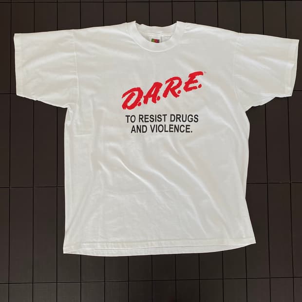 (XL) 90s 빈티지 DARE 티셔츠 화이트