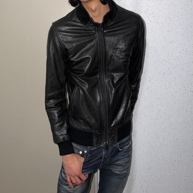 레더 슬림 블루종