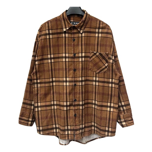 엑스톤즈 오버핏 슈베린 코듀로이 체크 셔츠 남방 L