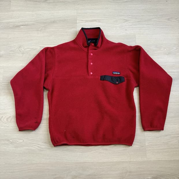 90s 파타고니아 신칠라 스냅-T 레드/블랙 자메이카