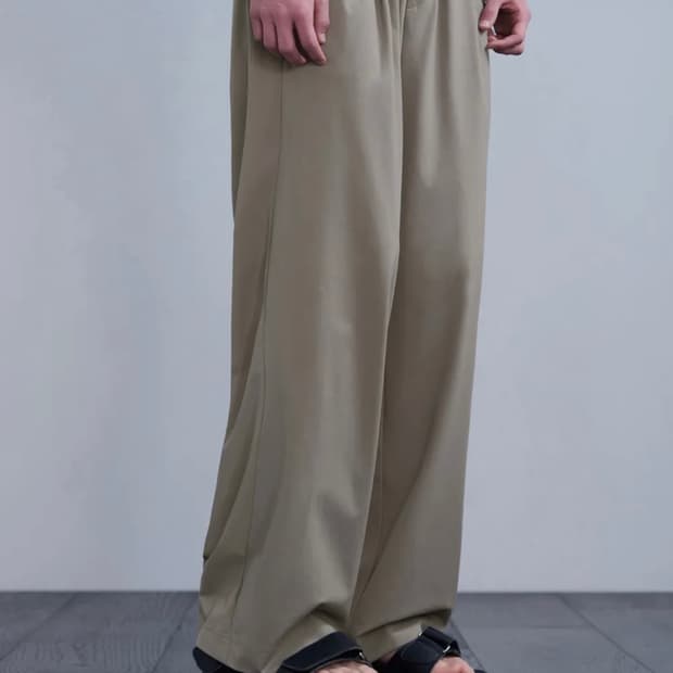 [새상품]패션플래닛x드로우핏 쿨링 릴렉스드 와이드 밴딩 팬츠 베이지 L