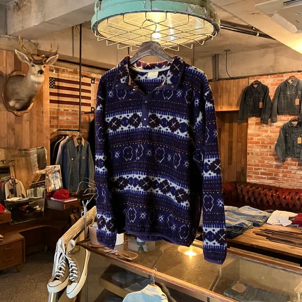 90s 빈티지 엘엘빈 플리스 스냅티