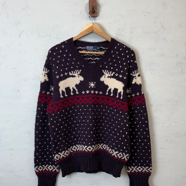 폴로랄프로렌 빈티지 노르딕패턴 울 니트