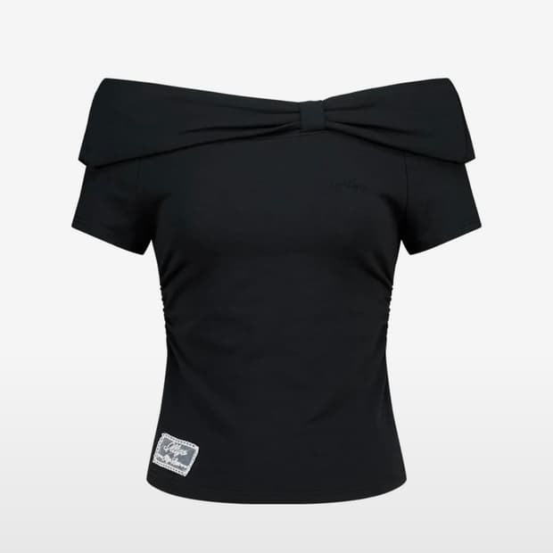 일리고 보우 오프숄더티 블랙