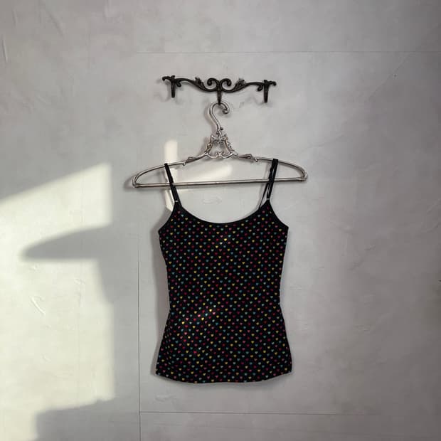 Black color mix heart pattern sleeveless