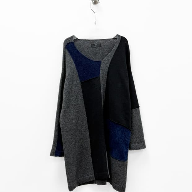 Y's 요지 야마모토 컬러 블록 비대칭 울 니트 튜닉