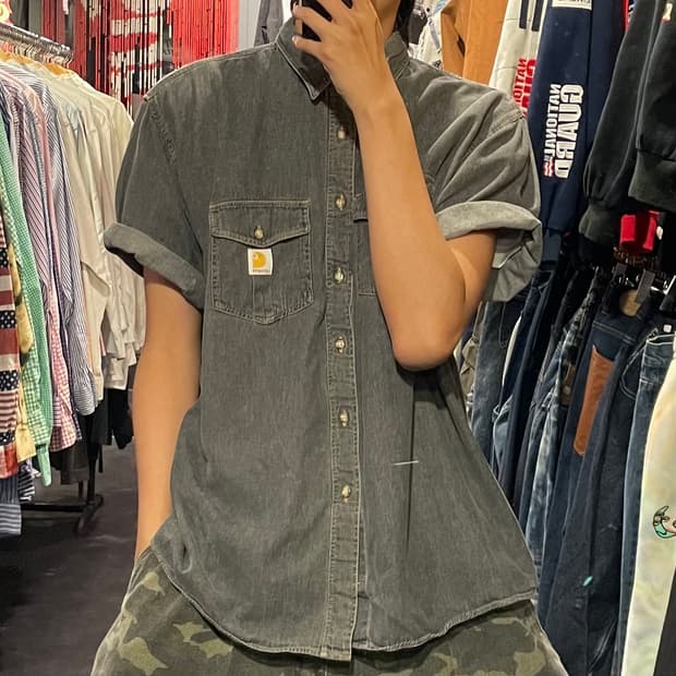 [IM] carhartt 칼하트 흑청 데님 반팔셔츠
