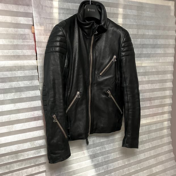 (105) System 시스템옴므 램스킨 바이커 자켓