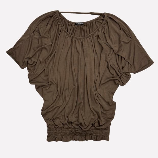slit off-shoulder khaki t-shirt