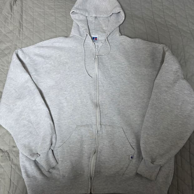 [XXL] 90s USA 러셀 애슬레틱 라이트 그레이 후드집업 그레이트