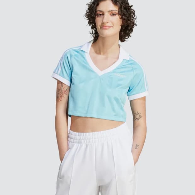아디다스 사커 크롭 탑 스카이 블루