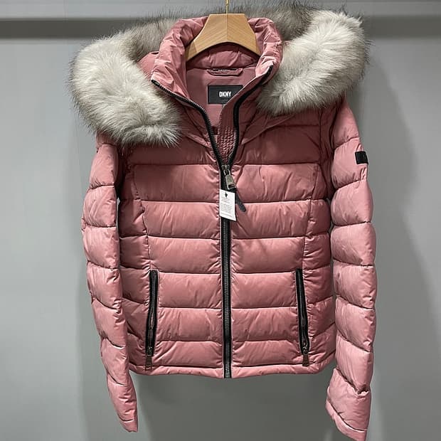 (정품/새상품) DKNY 여성 털 후드 분홍 점퍼