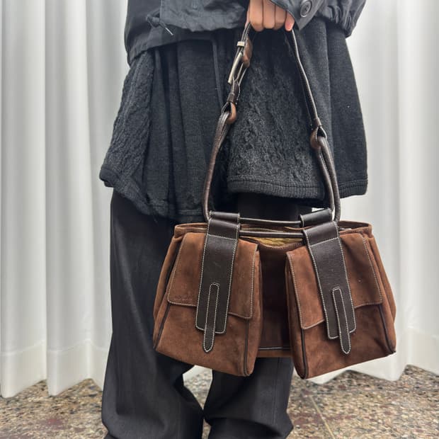 hogan suede pocket design bag