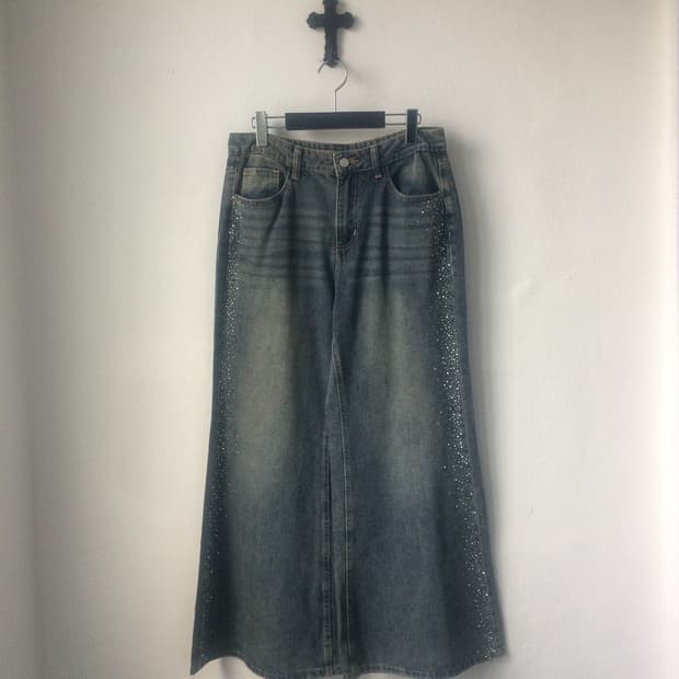 Cubic point denim wide patns