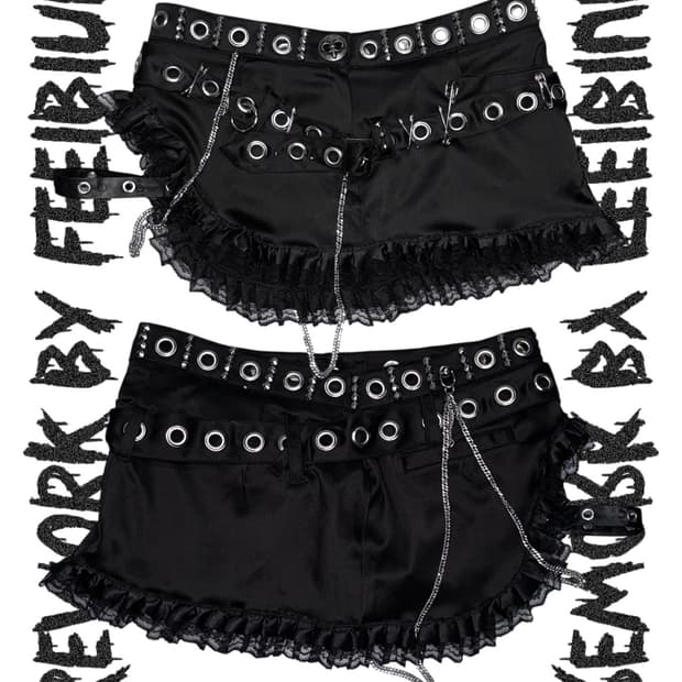 REWORK 032 Black Punk Laced Skirt