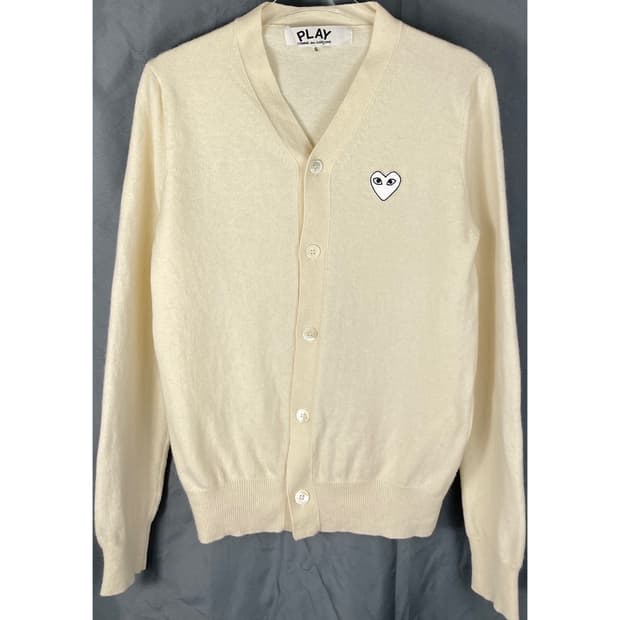 [S] 꼼데가르송 화이트와펜 울 가디건