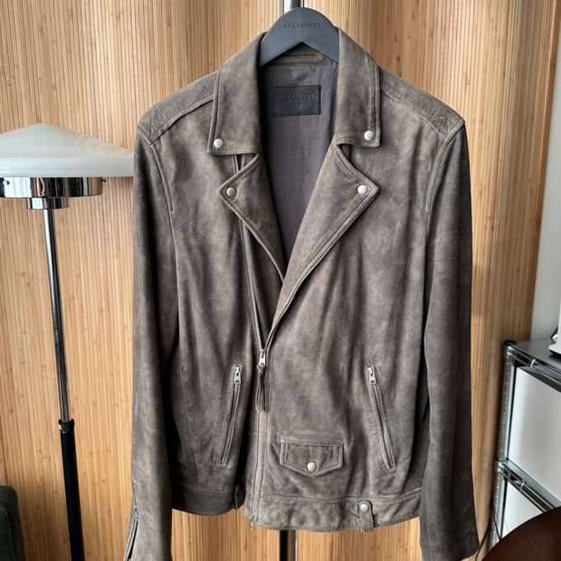 올세인츠 카노 스웨이드 바이커 자켓 L