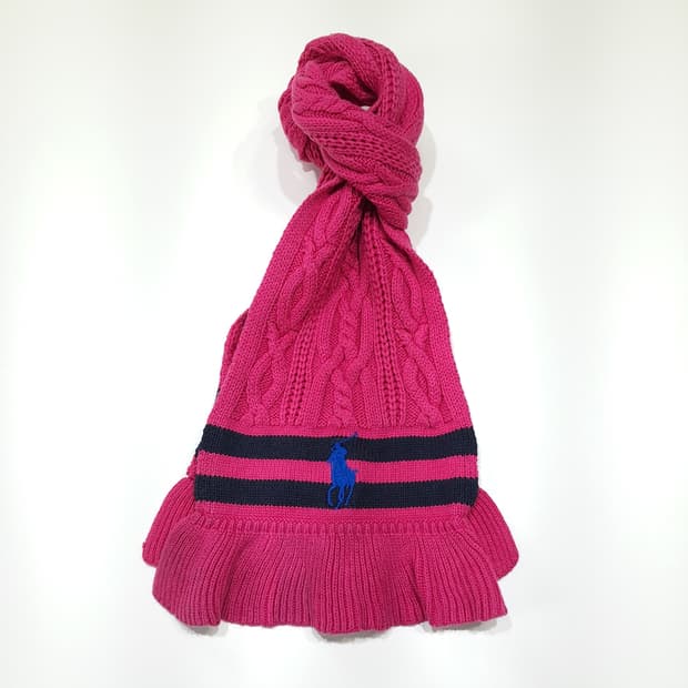 MX645 폴로 00s 피마코튼울 케이블 프릴 핫핑크 머플러 목도리
