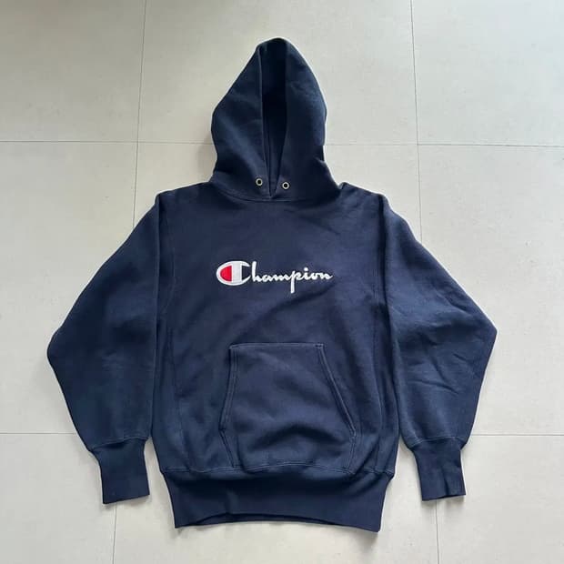 90s 챔피온 리버스위브 네이비 후드티(M) MADE IN USA