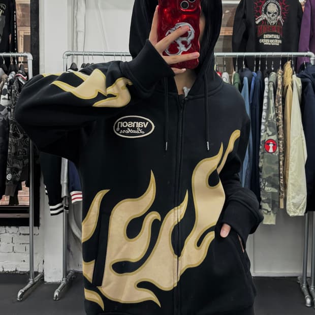 밴슨 레더 플레임 후드집업