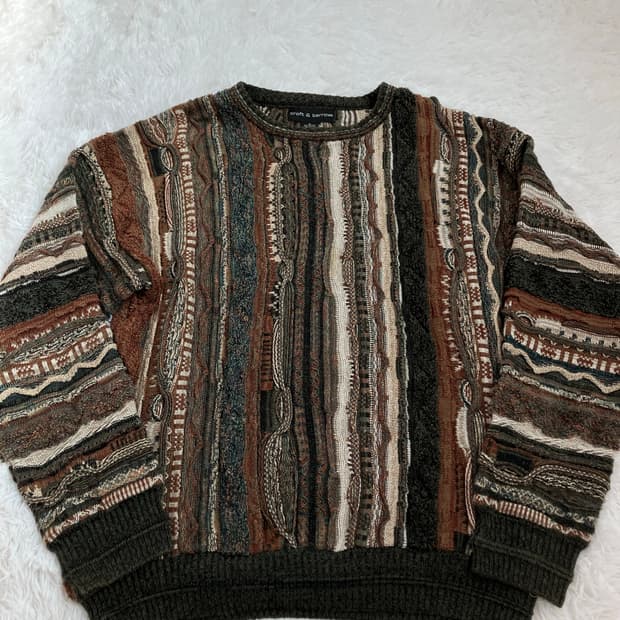 빈티지 브라운 그런지 니트 y2k 스트릿 갸루 펑키 일본빈티지700