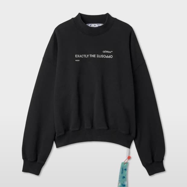 오프화이트 슬로건 프린트 맨투맨 블랙 L 새상품