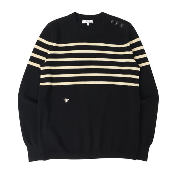 디올 유니폼 비 로고 스냅 스웨터 니트