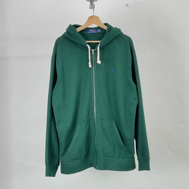 폴로 랄프로렌 포레스트 그린 루프백 써멀 후드 집업 자켓