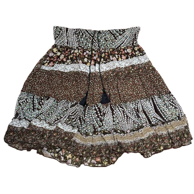 crazy angel 플라워 패턴 레이어드 미디 스커트