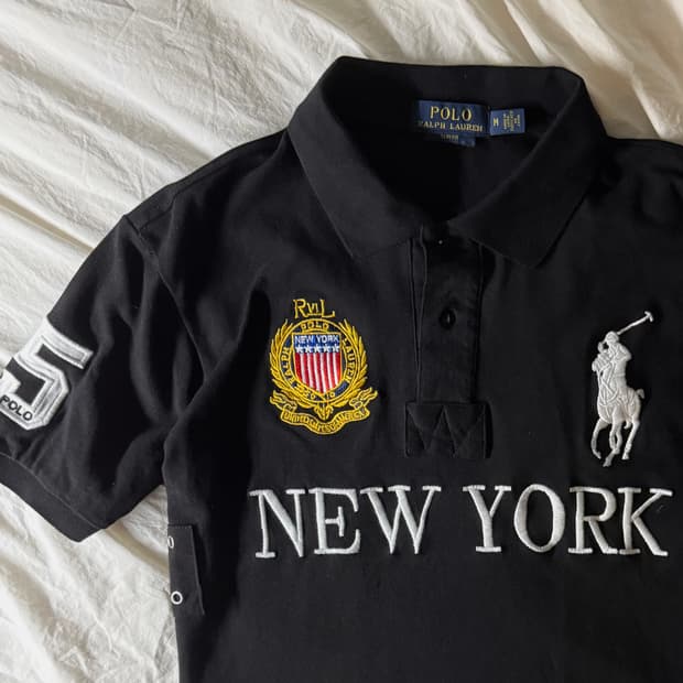 폴로 빅포니 뉴옥 카라 반팔티 블랙