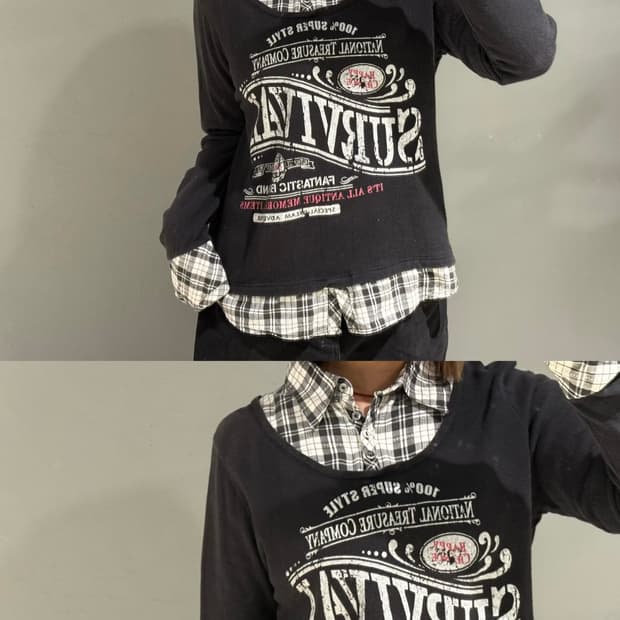 shirt layered detail lettering top