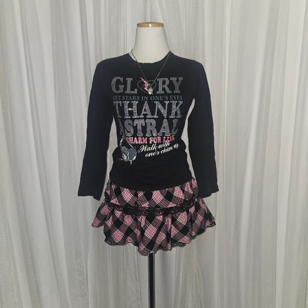 빈티지 y2k 캐캐체 아무 핑크 락스타 티셔츠