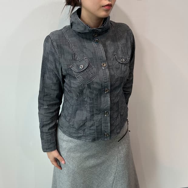 스트라이프패턴 셔츠자켓