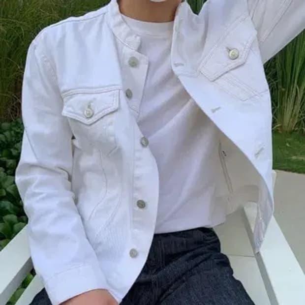 [L] 차이나카라 화이트데님 자킷