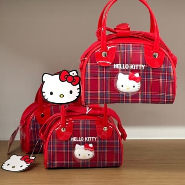 고전 헬로키티 레드 체크 미니 보스턴백