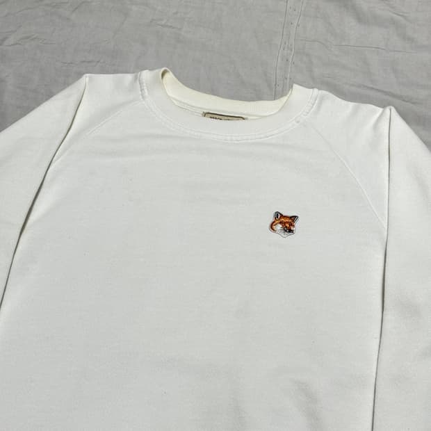 S 메종키츠네 여우 로고 화이트 맨투맨